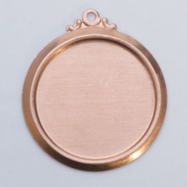 Copper Framed Circle with Ring, 24 Gauge, 22 Millimeter, Pack of 6