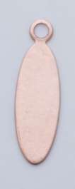 Copper Oval with Ring, 24 Gauge, 7/8 by 1/4 Inch, Pack of 6