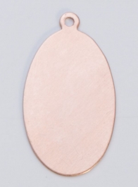 Copper Oval with Ring, 24 Gauge, 1-1/8 by 5/8 Inch, Pack of 6