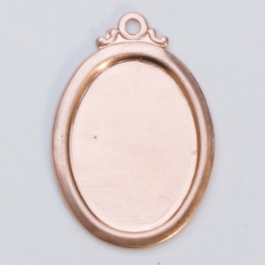 Copper Framed Oval, 24 Gauge, 25 by 16 Millimeters, Pack of 6