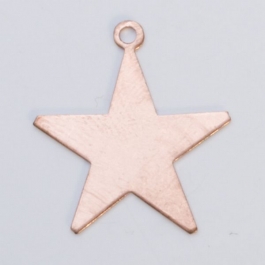 Copper Star with Ring, 24 Gauge, 1 Inch, Pack of 6