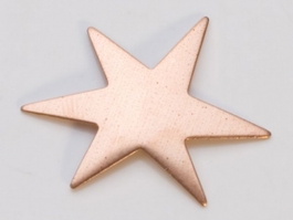 Copper Funky Star, 24 Gauge, 1-1/8 Inch, Pack of 6