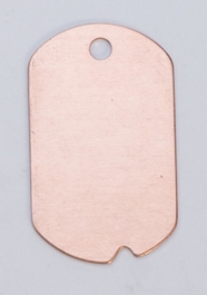 Copper Dog Tag with Hole, 24 Gauge, 1-1/4 by 3/4 Inch, Pack of 6