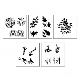 DESIGN STENCILS FOR ENAMELING - SECRET GARDEN, 5PC